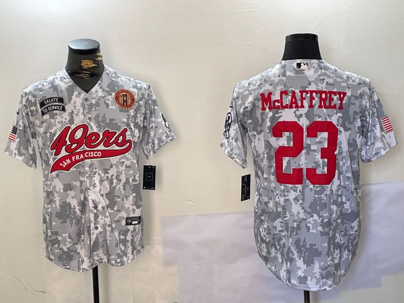 Men San Francisco 49ers #23 Mccaffrey Nike Arctic Camo 2024 Salute to Service Limited NFL Jersey style 3->san francisco 49ers->NFL Jersey
